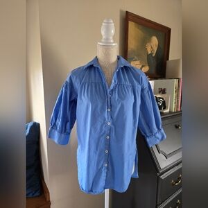Maeve Anthropologie Size XSP Petite Top Blue Cotton Blouse